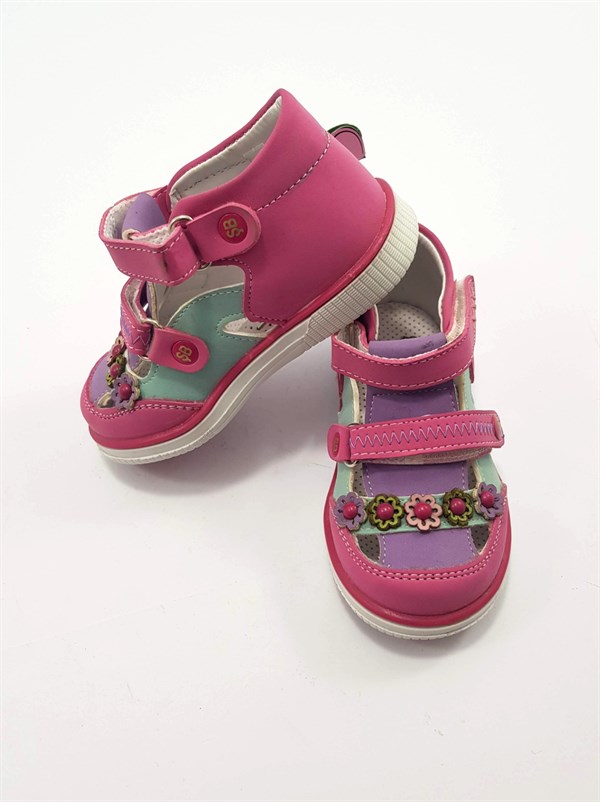 Şirin Bebe Kız Çocuk Bantlı Çiçekli Yazlık Ortopedik Ayakkabı