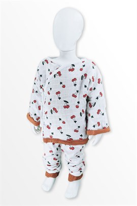 Organik Pamuk Müslin Pijama Takımı / Kimono - Kirazlar