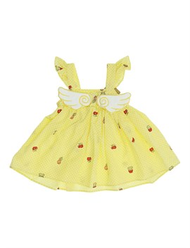 Ana Kuzusu Trileçe Kız Bebek  Kiraz Desenli Penye Elbise