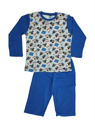 Şirinler Desenli Erkek Çocuk Uzun Kollu Pijama Takımı