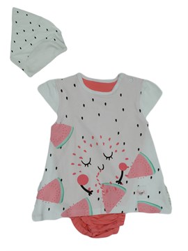 Wogi 5266 Kız Bebek 2li Penye Elbise Set